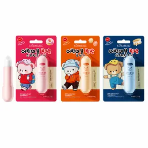 KORMESIC moisturizing children's lip balm set featuring three flavors and bear packaging