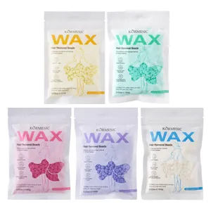 KORMESIC hair removal wax beads in five varieties: Honey, Aloe, Rose, Lavender, Milk