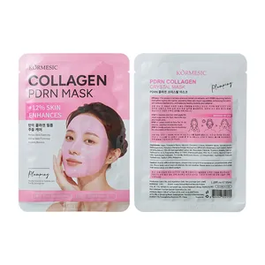 Maschera viso KORMESIC Collagen PDRN, vista fronte e retro per l'idratazione cutanea.