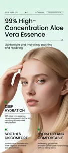 Detail view of a female model's radiant skin for KORMESIC 99% high concentration aloe vera gel.