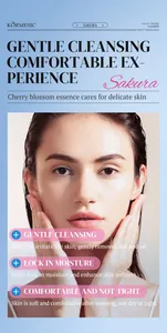 Professional detail view of model showing KORMESIC Sakura gentle facial cleanser benefits