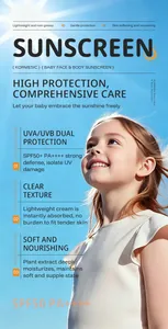 Infographic detail of Kormesic baby sunscreen SPF50+ showing UVA/UVB protection benefits