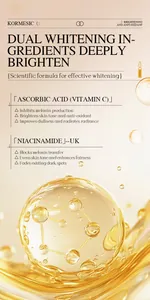 Kormesic facial serum detail showing Vitamin C and Niacinamide for skin brightening.