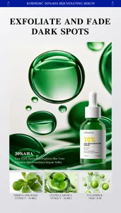 Detail des KORMESIC 30% AHA Rejuvenating Serums mit Inhaltsstoffen und Hautvorteilen.