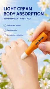 Close-up detail showing the smooth texture and fast absorption of KORMESIC moisturizing lip balm