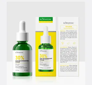 Verpackung des KORMESIC 30% AHA Serums mit Inhaltsstoffen und Anwendungshinweisen