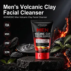 Limpiador Facial de Barro Volcánico para Hombre Purificación Profunda de Poros Control de Grasa para Piel Grasa Diario