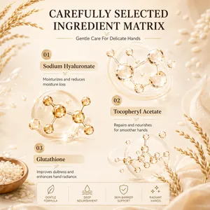 KORMESIC rice hand cream ingredient matrix showing sodium hyaluronate and glutathione.