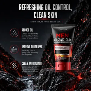 Limpiador facial de arcilla volcánica KORMESIC para hombres, control de grasa y limpieza