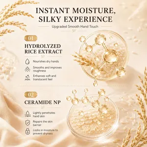 Nourishing rice hand cream with hydrolyzed rice extract and ceramide NP for skin repair