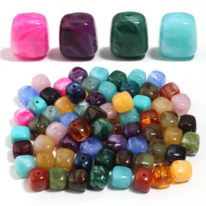 Cuentas Cuadradas de Acrílico Difuminado Bicolor Textura de Mármol Cuentas Sueltas para Bricolage Llavero Pulsera Suministros para Hacer Joyas