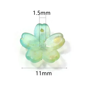 Macro view of a 11mm translucent blue flower spacer bead with a 1.5mm center hole
