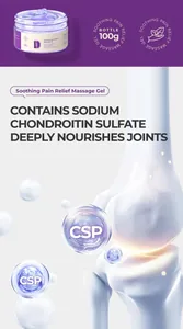 Detail view showing massage gel benefits for deep joint nourishment and relief.