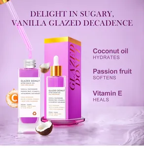 Glazed Donut after shave oil detail showing coconut oil and vitamin E for skin hydration