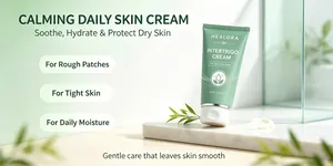 Detail view of Intertrigo Cream showing smooth texture and calming green packaging