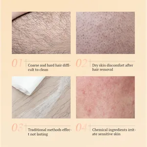 Illustrative guide showing skin irritations and coarse hair issues before wax removal