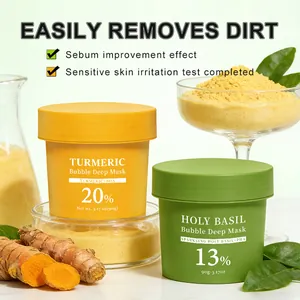 Holy Basil Turmeric Bubble Deep Mask For Pore Purifying Deep Cleansing Clay Mask With Plant Extract And BHA PHA For Radiant Skin