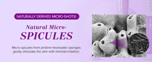 Macro view of natural freshwater sponge spicules for Collagen PDRN skin cream.
