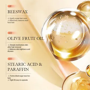 KORMESIC hair removal wax strips highlighting natural beeswax and olive oil ingredients