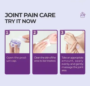 Step-by-step guide for applying soothing pain relief massage gel to painful joints.