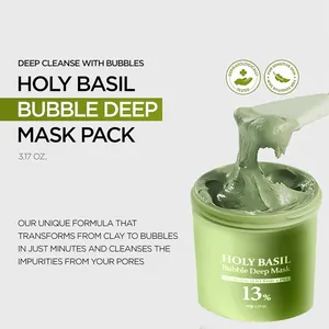 Dettaglio della texture della maschera Holy Basil bubble deep mask pack in argilla