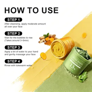 Detailed step-by-step guide for using Holy Basil and Turmeric deep cleansing bubble masks