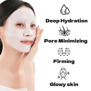 Détail du masque en tissu au collagène blanc pour hydratation et raffermissement.