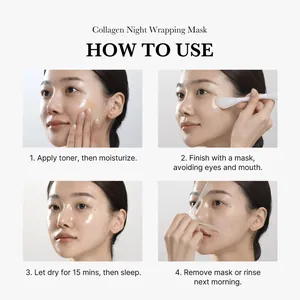 Guide étape par étape pour utiliser le masque de nuit au collagène pour une peau hydratée.