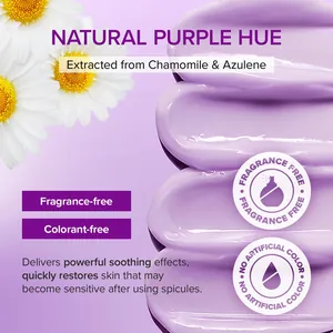 Soothing Spicule Collagen PDRN Cream with natural purple texture and white chamomile flowers.