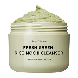 Detergente Viso Mochi al Riso Verde Fresco Pulizia Profonda Idratante Maschera a Bolle al Basilico Sacro Curcuma Cura della Pelle