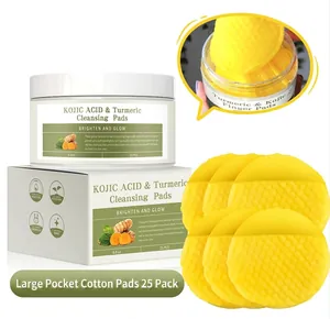 Lot de 25 disques nettoyants au curcuma et à l'acide kojique pour un teint éclatant