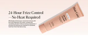 Detail of Air Dry Cream tube showing formula with castor oil for 24-hour frizz control.