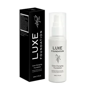 Fond de teint liquide changeant de couleur Luxe avec sa boîte noire et son flacon