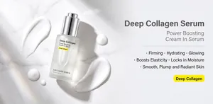 Λεπτομέρεια υφής του Deep Collagen Serum με κρεμώδη φόρμουλα σε φόντο μαρμάρου