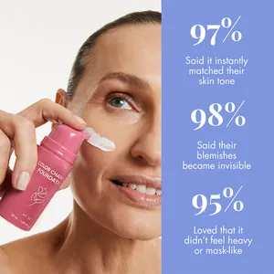 Long-lasting SPF 50 color changing foundation cream applied for a flawless skin match