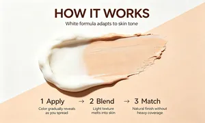Gros plan de la texture du fond de teint changeant de couleur montrant le processus