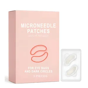 Vista dettagliata dei cerotti microneedle rosa per gli occhi con siero incluso.