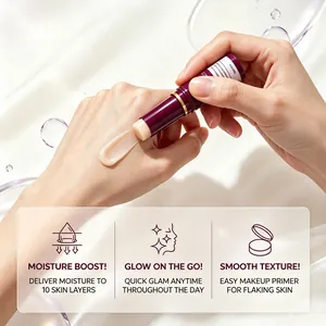 Moisturizing Calcium Volume Multi Balm stick applied to hand as makeup primer