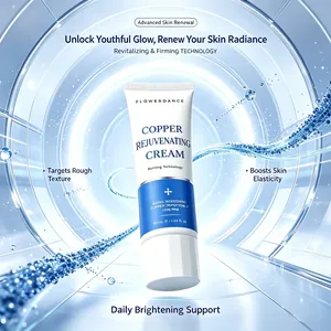 Copper rejuvenating cream with blue peptide for skin firming and radiance in 50ml cosmetic tube.