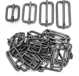 Hebillas de ajuste rectangulares de metal color gunmetal para bolsos y correas.