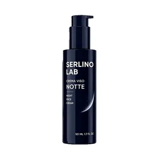 Serlino Lab 50ml hydrating men's night face cream in a sleek navy blue pump bottle