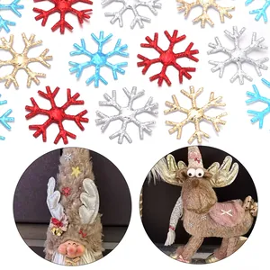 Lentejuelas de Copo de Nieve de Navidad DIY Parches Decorativos Decoración de Árbol de Navidad Copo de Nieve con Purpurina