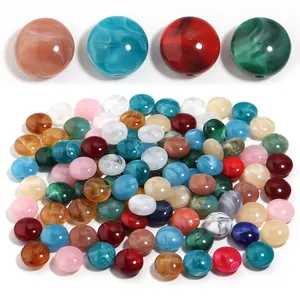 Cuentas Redondas Planas de Acrílico Vintage con Textura de Mármol Patrón de Lavado de Tinta Cuentas Sueltas para Hacer Joyería DIY Pulseras