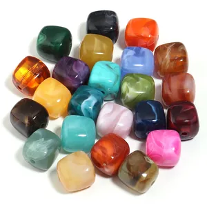 Cuentas de cubo de acrílico jaspeado de colores para hacer joyas y pulseras de bricolaje