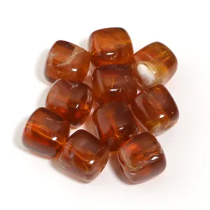 Cuentas de cubo de acrílico jaspeado ámbar para joyas y llaveros DIY