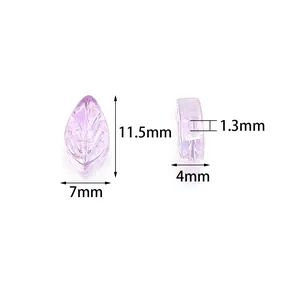 Perline di cristallo lavanda a forma di foglia con foro da 1,3 mm per gioielli fai da te