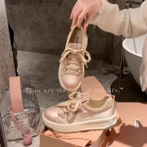 Zapatillas de Plataforma de Satén para Mujer Zapatos de Skate Casuales de Suela Gruesa Tela Brillante con Cordones Zapatillas Deportivas para Damas