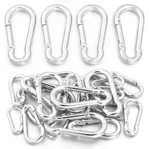 Durable silver-tone zinc alloy oval spring snap hooks for bags, keychains and crafts