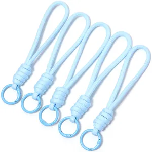 Light blue braided lanyard with metal O-ring clip for water bottles and U-disks anti-lost