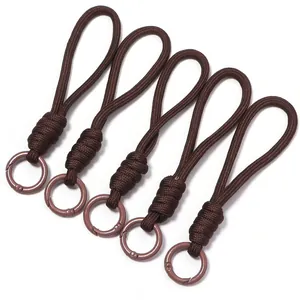 5-piece set of brown braided paracord lanyards for water bottles and phones